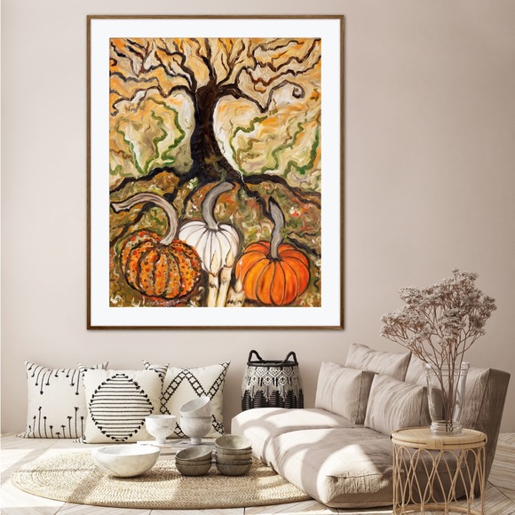 Pumpkin Patch Art Print Oil Painting Halloween gothic witchy autumn fall decor - Picture 2 of 10